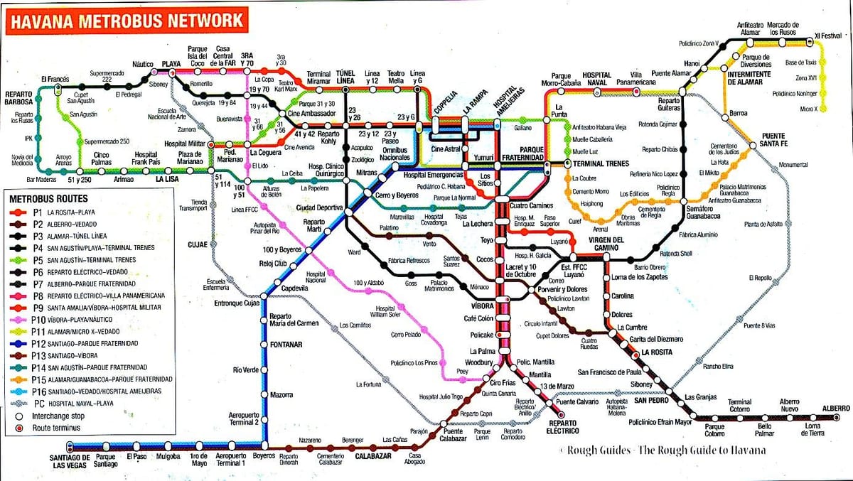 mapa da Habana autobús