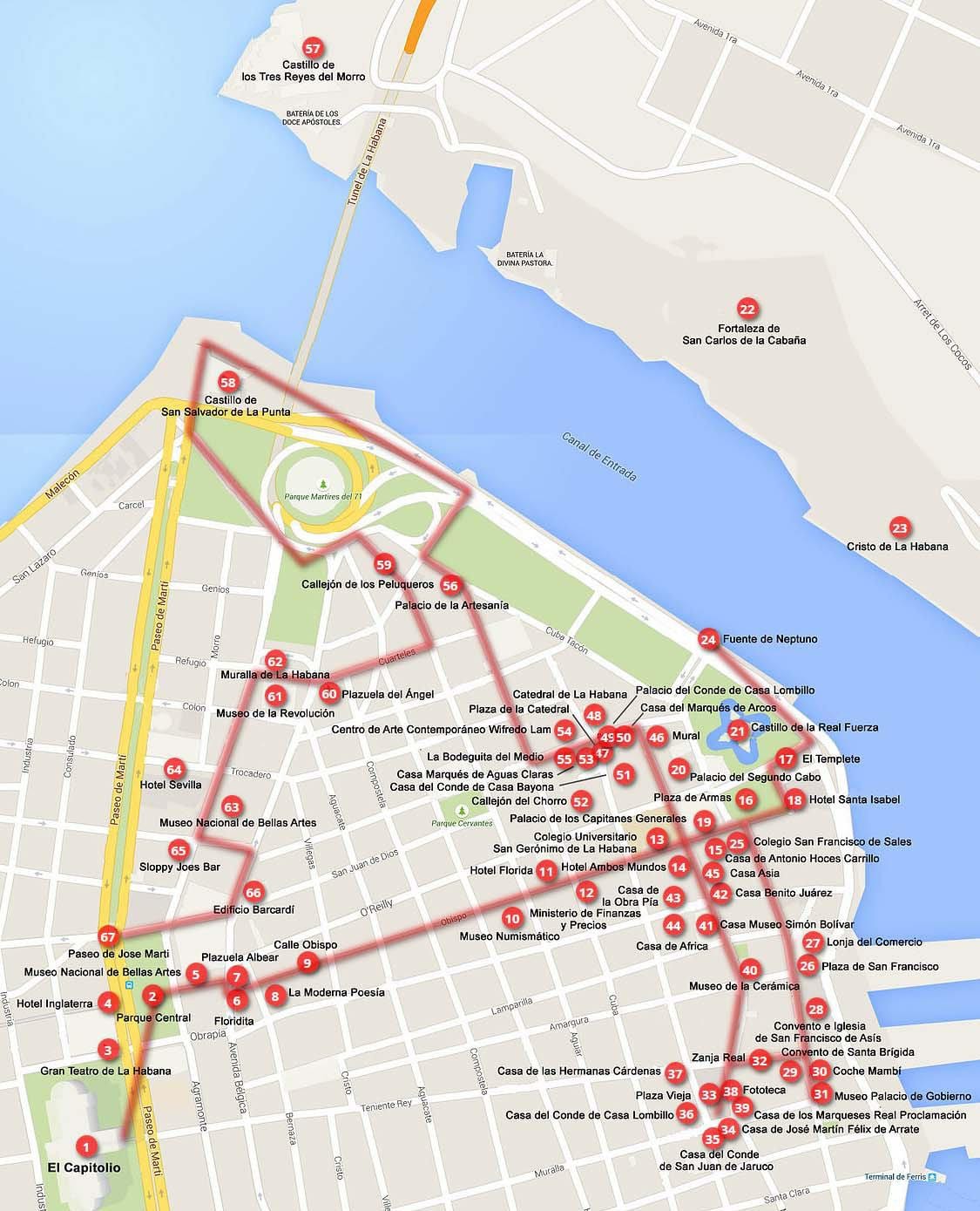 camiñando mapa da Habana