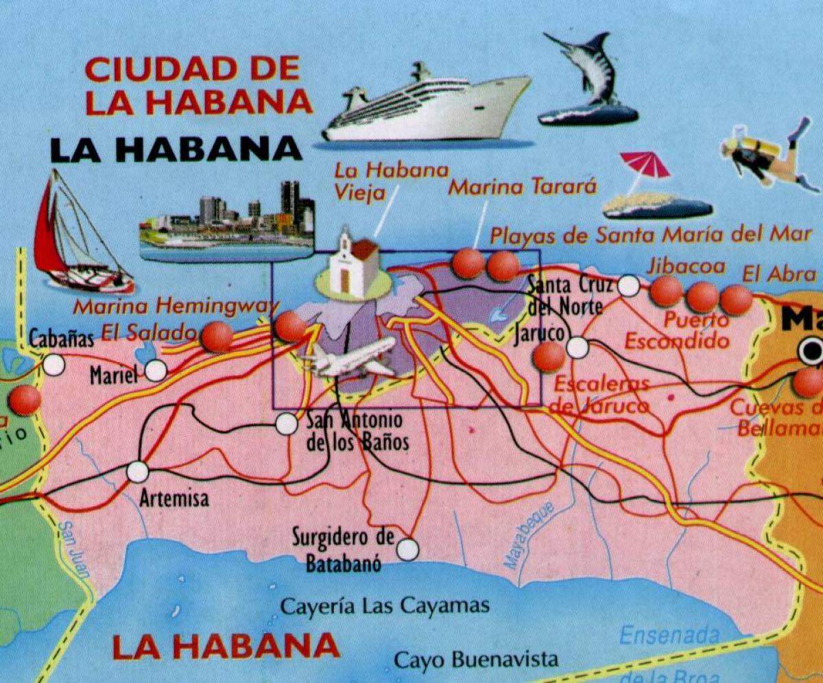 mapa da Habana praias
