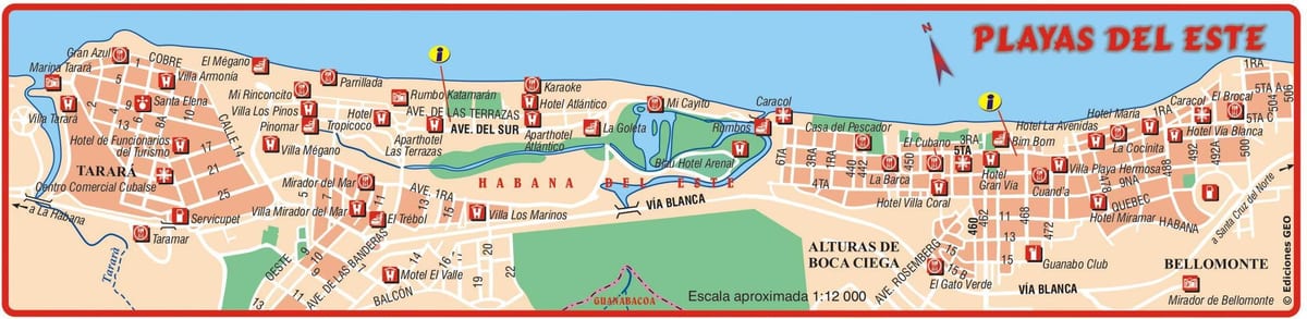mapa de playa del este, Cuba